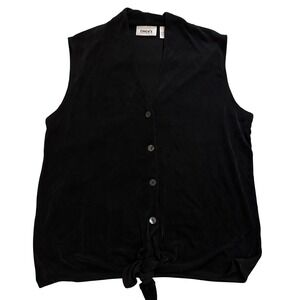 Chico's Travelers Sleeveless Top Black Button Down Tie Front Size 1